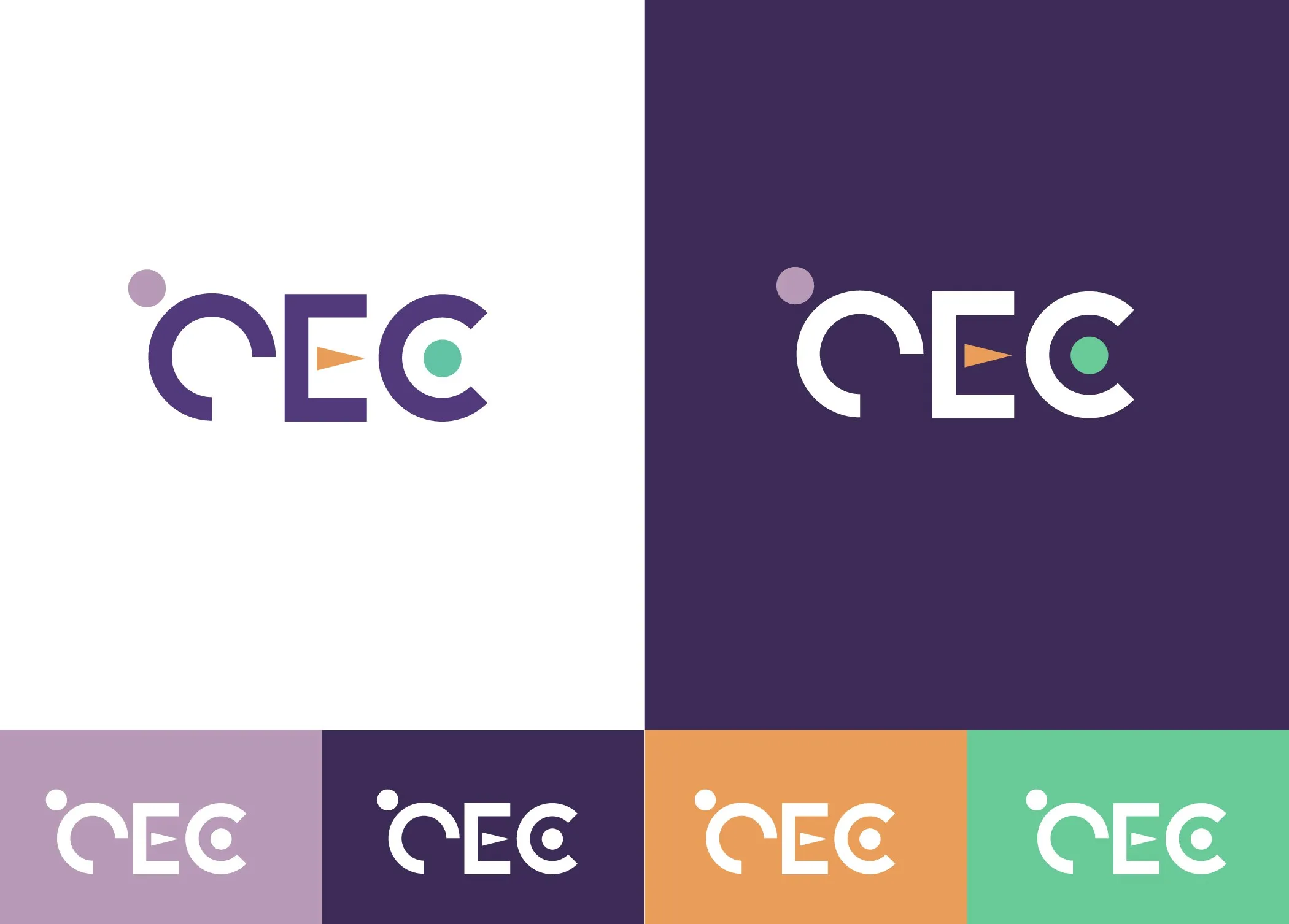 CEC logo on white and purple with colour variations