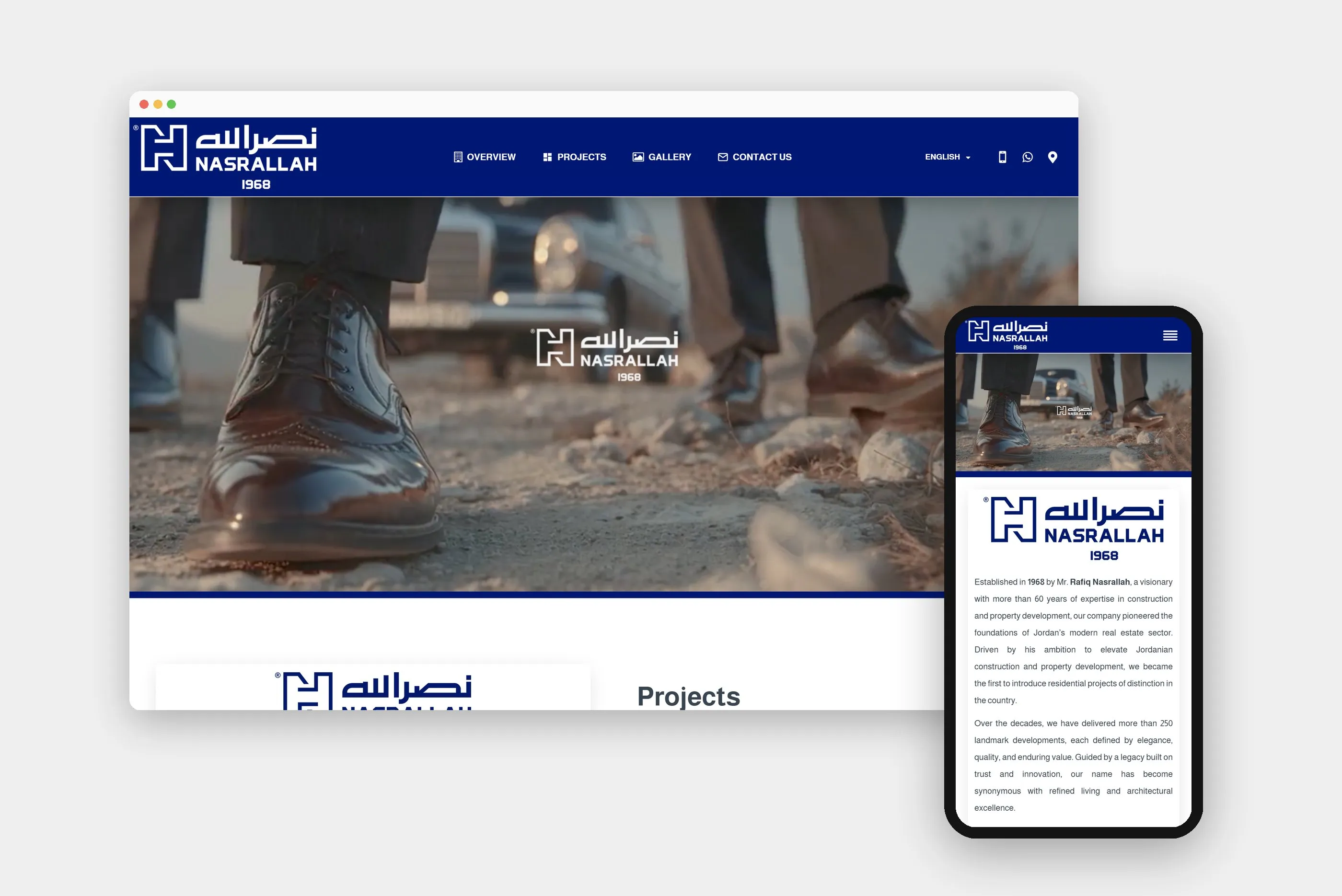 Nasrallah Housing website on a desktop browser and a phone