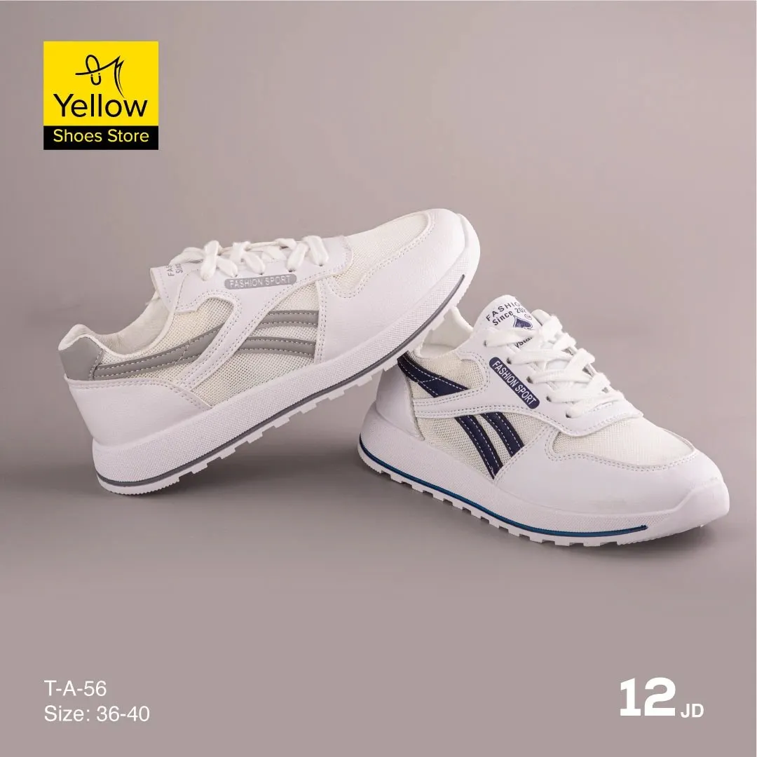 Navy and white sneakers product photograph