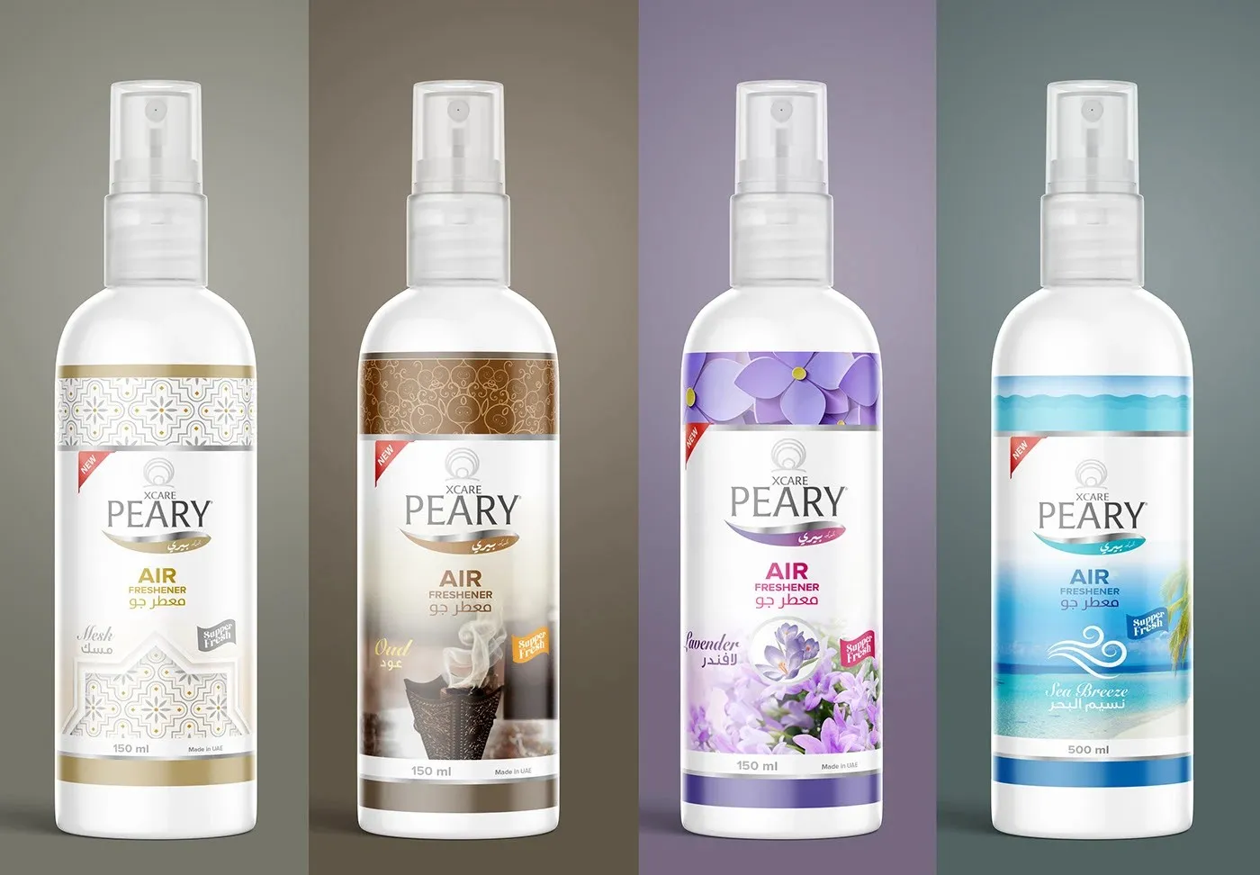 Xcare Peary air freshener sprays in four scents