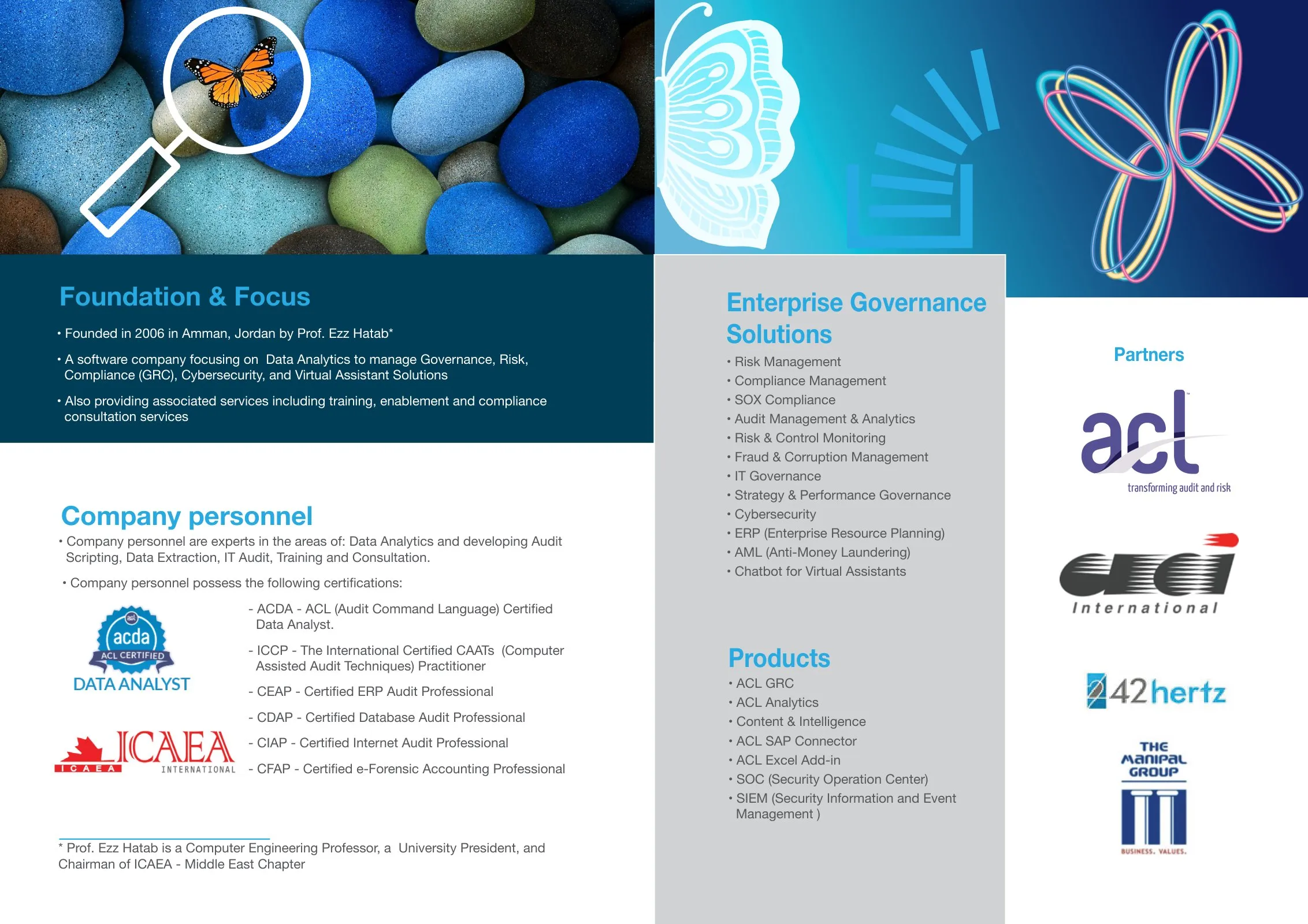 ZeeDimension profile spread on the company's focus and solutions